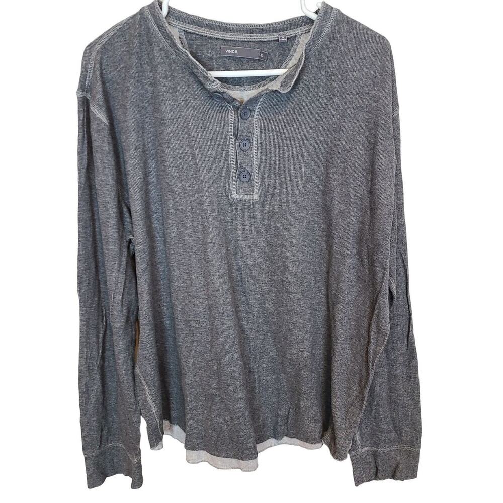 Vince Mens Henley Shirt Size XL Minimalist Cotton Breathable Stretch Designer